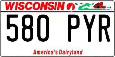 WI license plate 580PYR