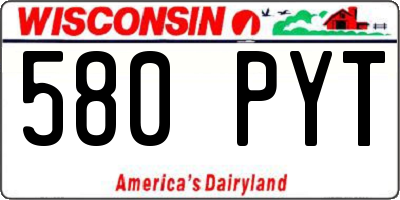 WI license plate 580PYT