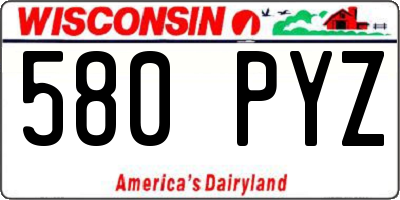 WI license plate 580PYZ