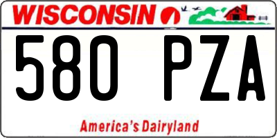 WI license plate 580PZA