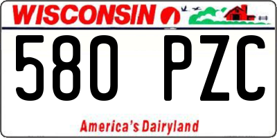 WI license plate 580PZC
