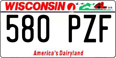 WI license plate 580PZF