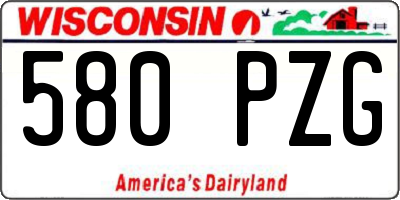WI license plate 580PZG