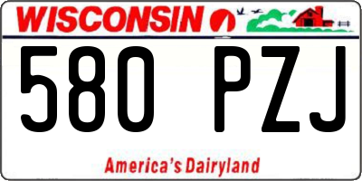 WI license plate 580PZJ