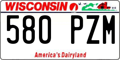 WI license plate 580PZM