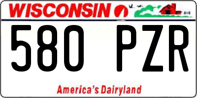 WI license plate 580PZR