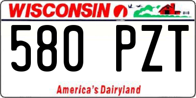 WI license plate 580PZT