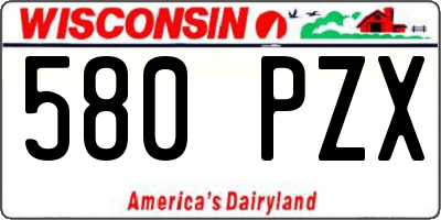 WI license plate 580PZX