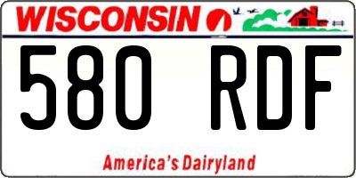 WI license plate 580RDF