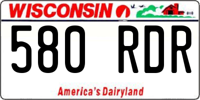 WI license plate 580RDR