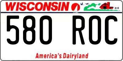 WI license plate 580ROC