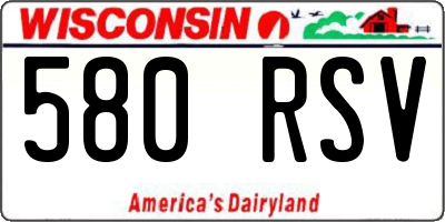 WI license plate 580RSV