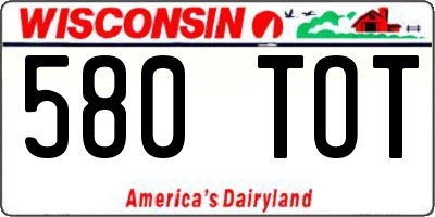 WI license plate 580TOT