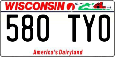 WI license plate 580TYO
