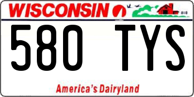 WI license plate 580TYS