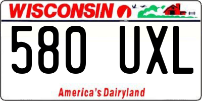 WI license plate 580UXL