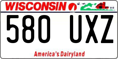 WI license plate 580UXZ