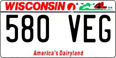 WI license plate 580VEG