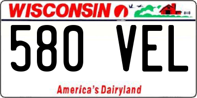 WI license plate 580VEL