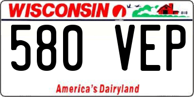 WI license plate 580VEP