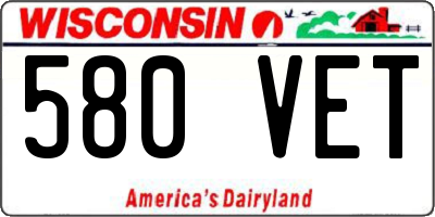 WI license plate 580VET