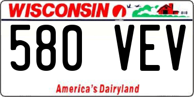 WI license plate 580VEV