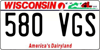 WI license plate 580VGS