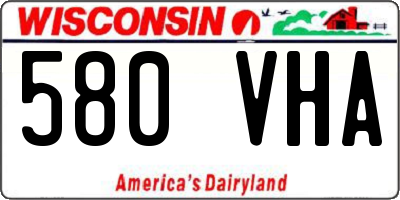WI license plate 580VHA