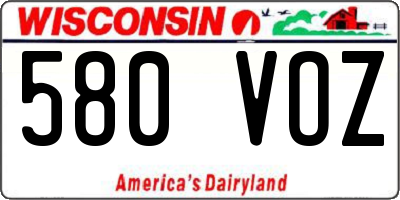WI license plate 580VOZ