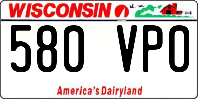 WI license plate 580VPO
