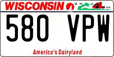 WI license plate 580VPW