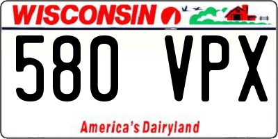 WI license plate 580VPX