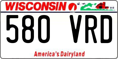 WI license plate 580VRD