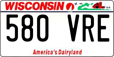 WI license plate 580VRE