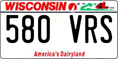 WI license plate 580VRS