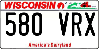 WI license plate 580VRX