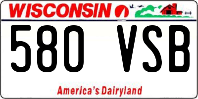 WI license plate 580VSB