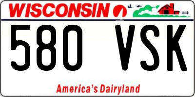 WI license plate 580VSK