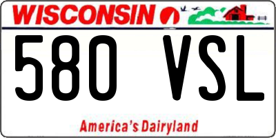 WI license plate 580VSL