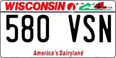 WI license plate 580VSN