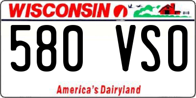 WI license plate 580VSO