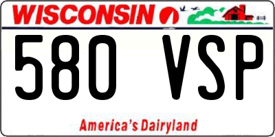 WI license plate 580VSP