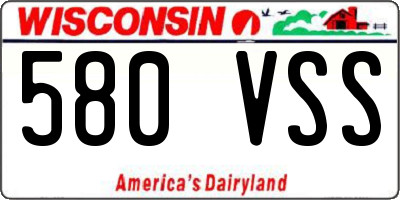 WI license plate 580VSS