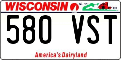 WI license plate 580VST