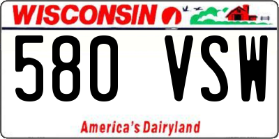 WI license plate 580VSW