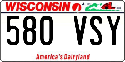 WI license plate 580VSY