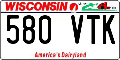 WI license plate 580VTK