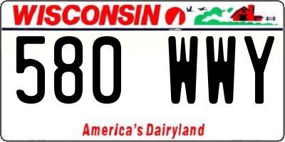 WI license plate 580WWY