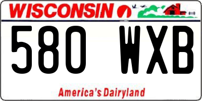 WI license plate 580WXB