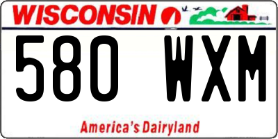 WI license plate 580WXM